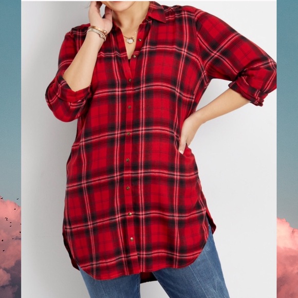Plaid Flannel Tunic Top - Picture 1 of 1